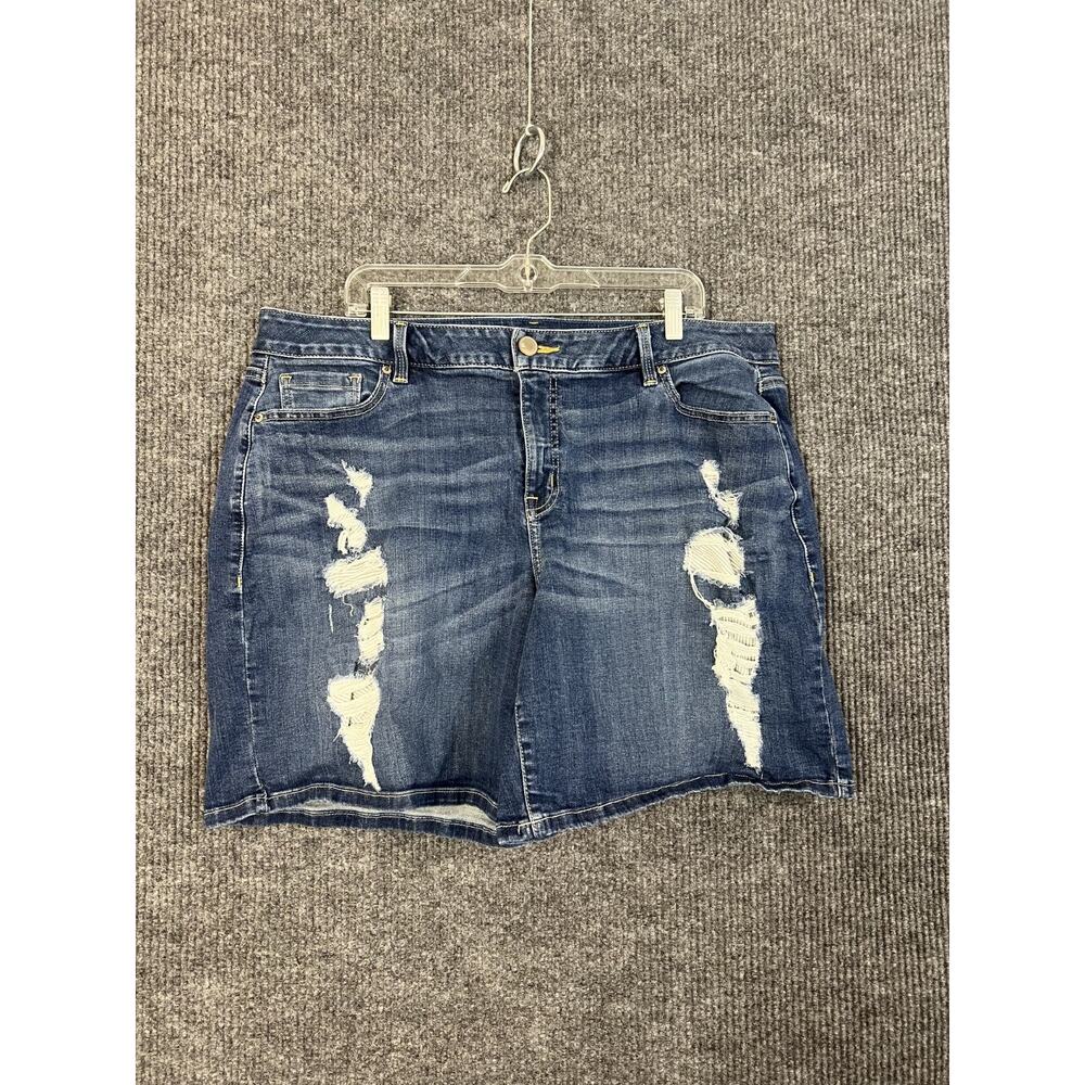 Lane Bryant Shorts Womens Plus 20 Blue Medium Wash Distressed Cotton Stretch